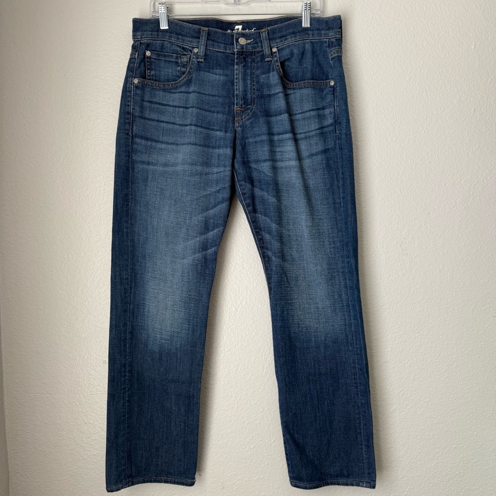 7 For All Mankind Men’s‎ size 32 the Straight dark wash Jeans grunge denim jeans